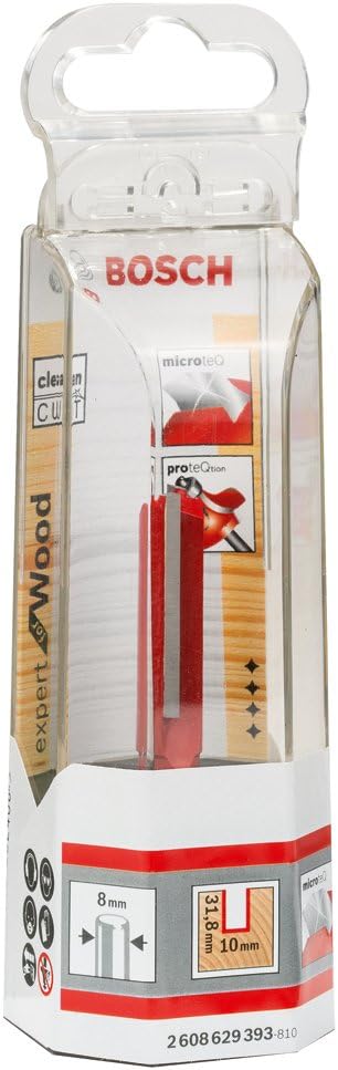 Bosch Professional Nutfräser (für Holz, Schaft 8mm, Ø10mm, Arbeitslänge 31,8mm, Gesamtlänge 69mm) D1