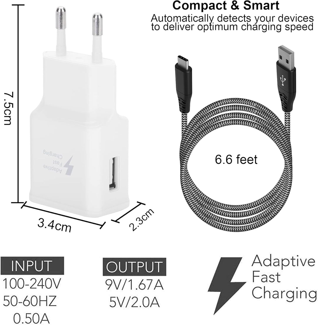 2-Pack Ladegerät mit Ladekabel Für Samsung Galaxy S8, S8+, S9, S9 Plus, S10, S10 Plus, S10e 5G, S20,