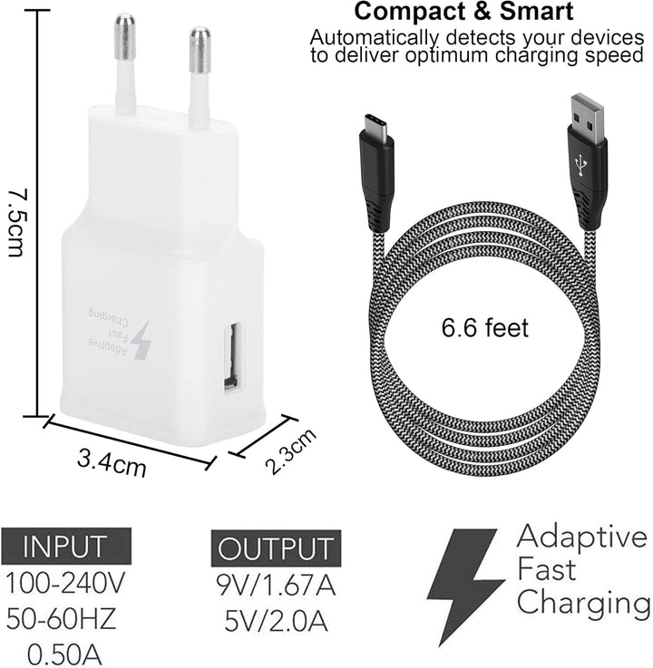 2-Pack Ladegerät mit Ladekabel Für Samsung Galaxy S8, S8+, S9, S9 Plus, S10, S10 Plus, S10e 5G, S20,