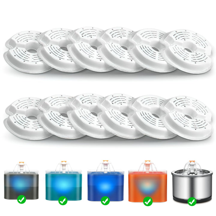 12 Stück Filter Katzenbrunnen für 2L LED Katzenbrunnen und 2.5L Trinkbrunnen für Katze, Ersatzfilter