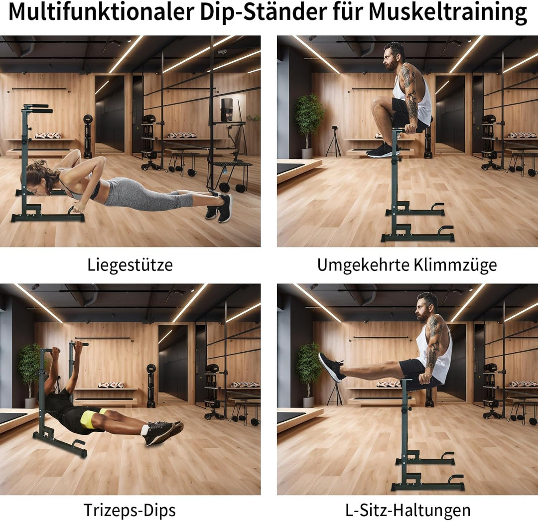 Dip Station Multifunktions-Dip Ständer, Freistehend Fitnessgerät für Calisthenics und Krafttraining,