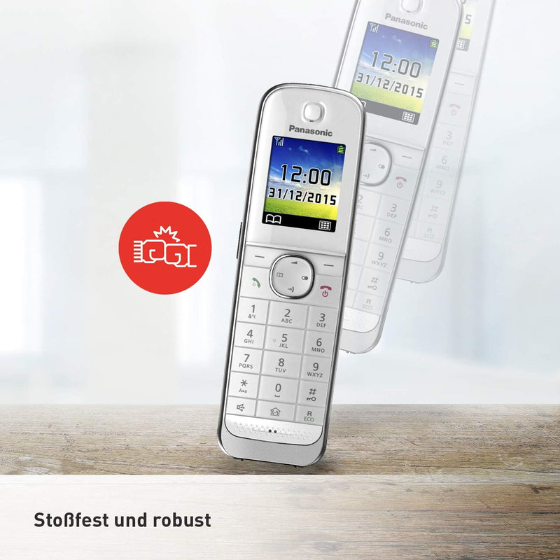 Panasonic KX-TGJ322GW Familien-Telefon mit Anrufbeantworter (schnurloses Telefon DUO, strahlungsarm,