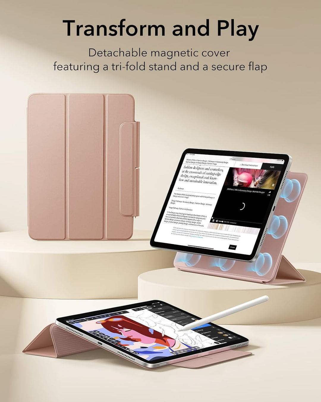 ESR für iPad Air 11 Zoll 2026 Hülle M4/M3/M2, iPad Air 5/4 Hülle (2025/2024/2022/2020) Starke Magnet