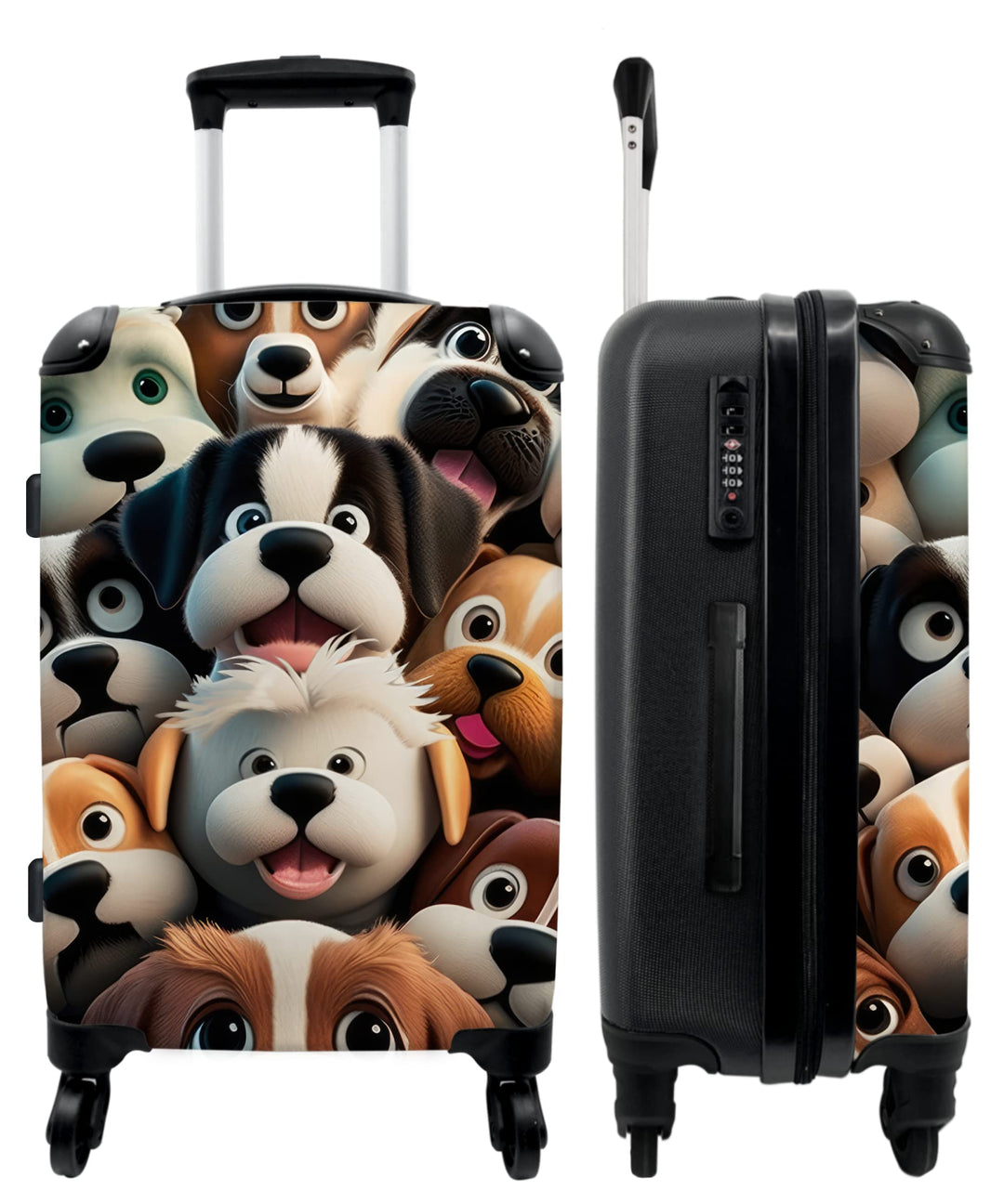 NoBoringSuitcases.com® Reisekoffer mit Rollen Koffer gross Kinderkoffer Hartschalenkoffer - Hund - T