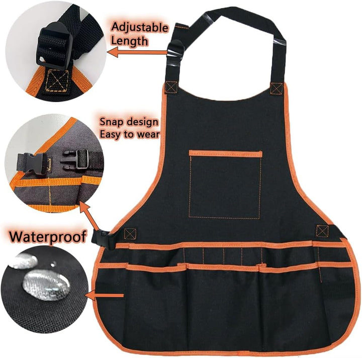 Werkzeugschürze mit Magnetarmband Set für Handwerker & Werkstatt - Verstellbare Arbeitsschürze für H