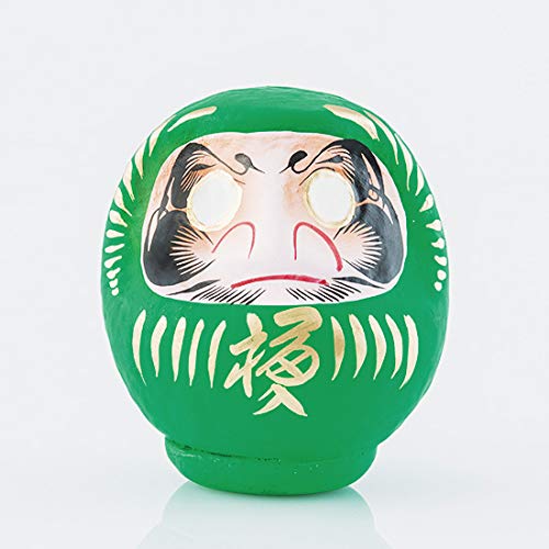 Daruma Japanischer Amulett 12 cm, Aus Pappmaché, Grösse 2 (Grün), Grün