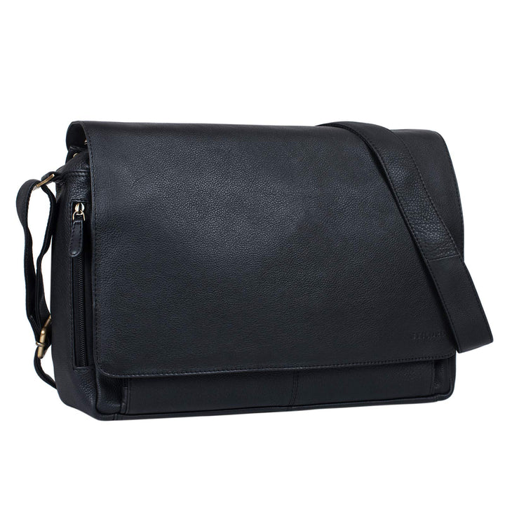 STILORD 'Tom' Vintage Leder Umhängetasche für Studium Uni Büro Arbeit 15 Zoll Laptoptasche DIN A4 Sc