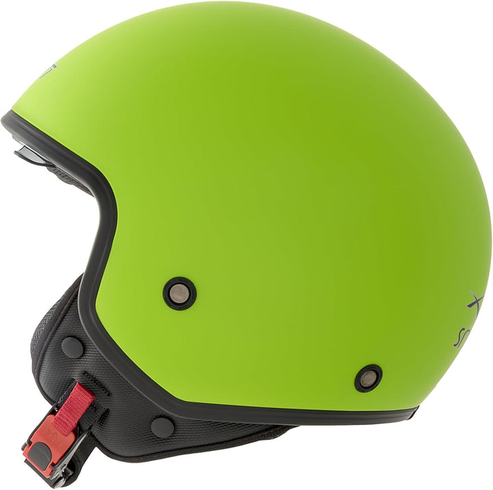 Motorradhelm Motorrad Roller Jet Helm Innensonnenblende Viser SonicMoto 59 cm (L) Matt Grün, 59 cm (