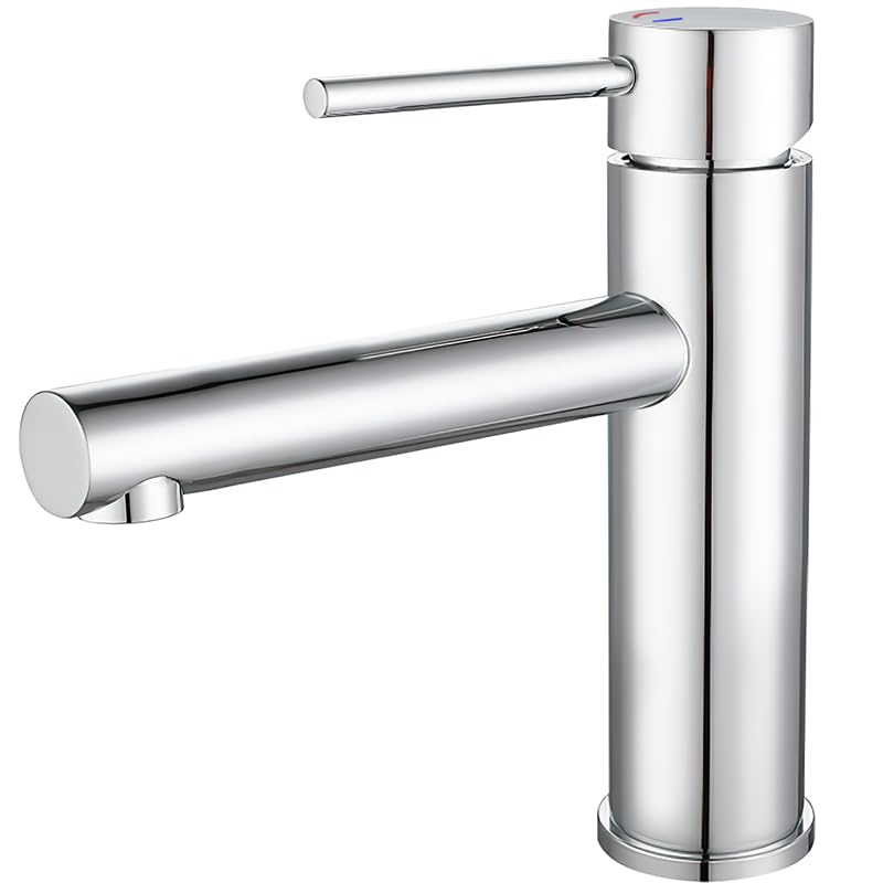 VALAZ Wasserhahn Bad Chrom | Einhebelmischer Waschbecken, Kaltwasseröffnung, Warm und Kaltwassermisc
