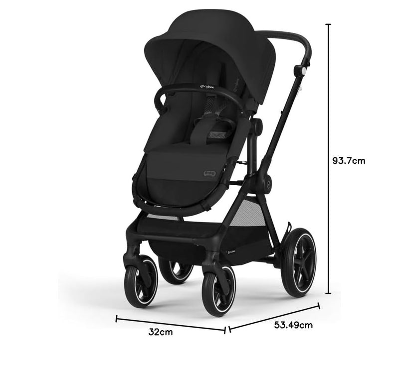 CYBEX Gold Kinderwagen EOS Lux 2-in-1, Reisesystem, Ab Geburt bis 22 kg (ca. 4 Jahre), Moon Black Lu