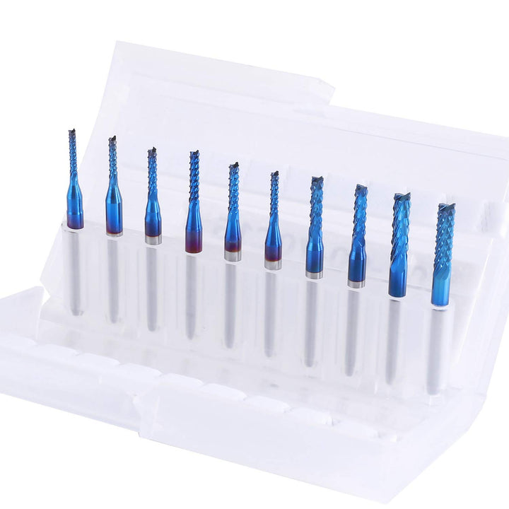 SainSmart Genmitsu CNC-Fräser, 10 Stück, Nano Blue Coat, 1,5 – 3,175 mm, Schaft 1/8, 1.5-3.175mm