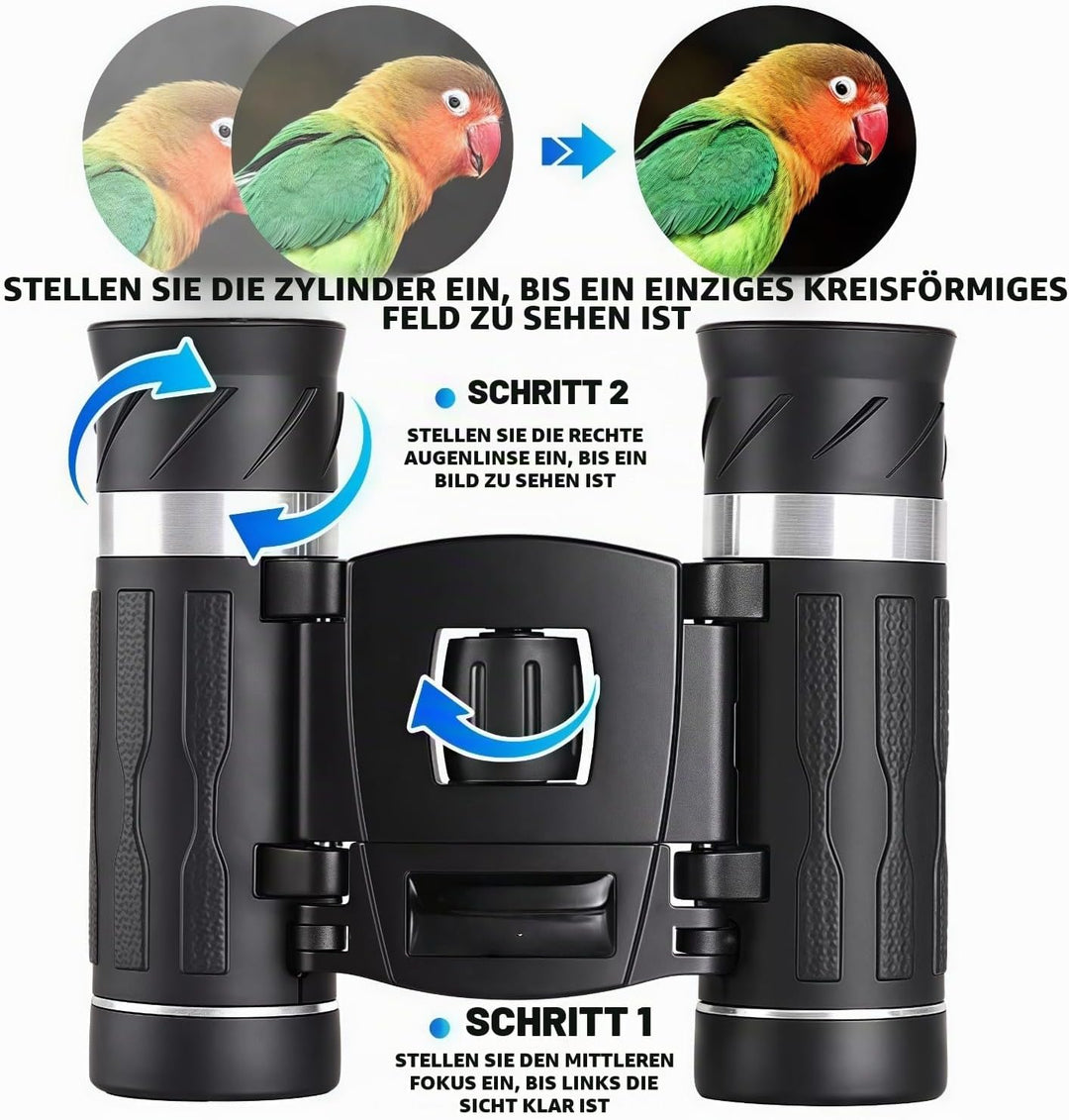 10x25 Kompaktes Fernglas,Faltbares Ferngla,Fernglas für Erwachsene und Kinder,Grosses Okular Einfach