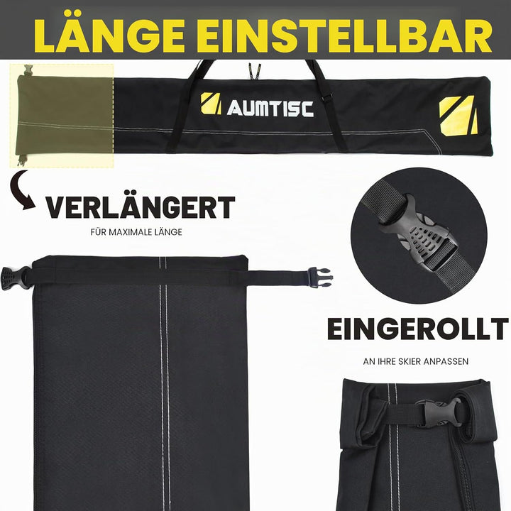 AUMTISC Skitasche Set Skisack &Skischuhtasche Längenverstellbare Bis 200 cm für 1 Paar Ski & Skischu