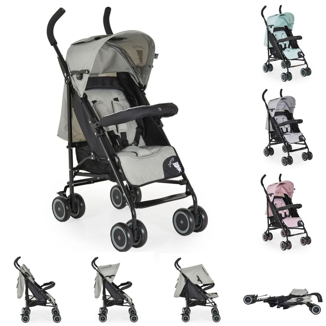Moni Kinderwagen, Buggy Jerry, Sonnendach, schwenkbare Vorderräder, EVA-Räder schwarz hellgrün, schw