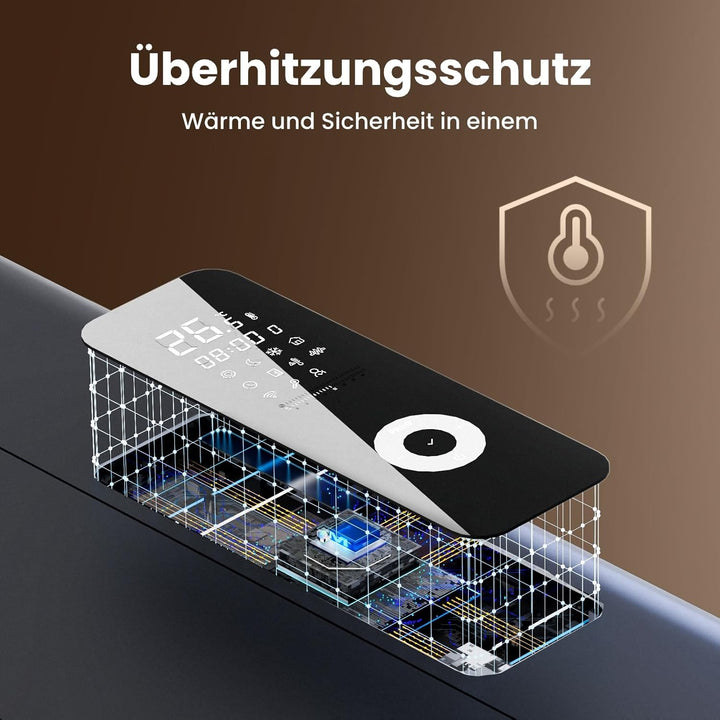 EMKE Elektroheizung Konvektor-Heizung Energiesparend Wandmontag Heizung Elektrisch 1000W mit LCD-Dis