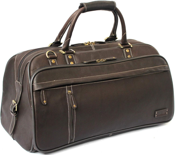 Cortez - Reisetasche aus Echtleder - Abnehmbarer und Verstellbarer Schultergurt - Braun, Braun