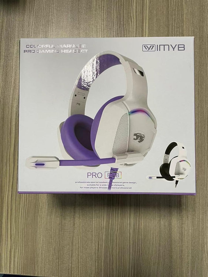 Gaming Headset mit Katzenohren abnehmbaren, RGB-Licht, Stereo Surround Noise Cancelling, Mikrofon fü