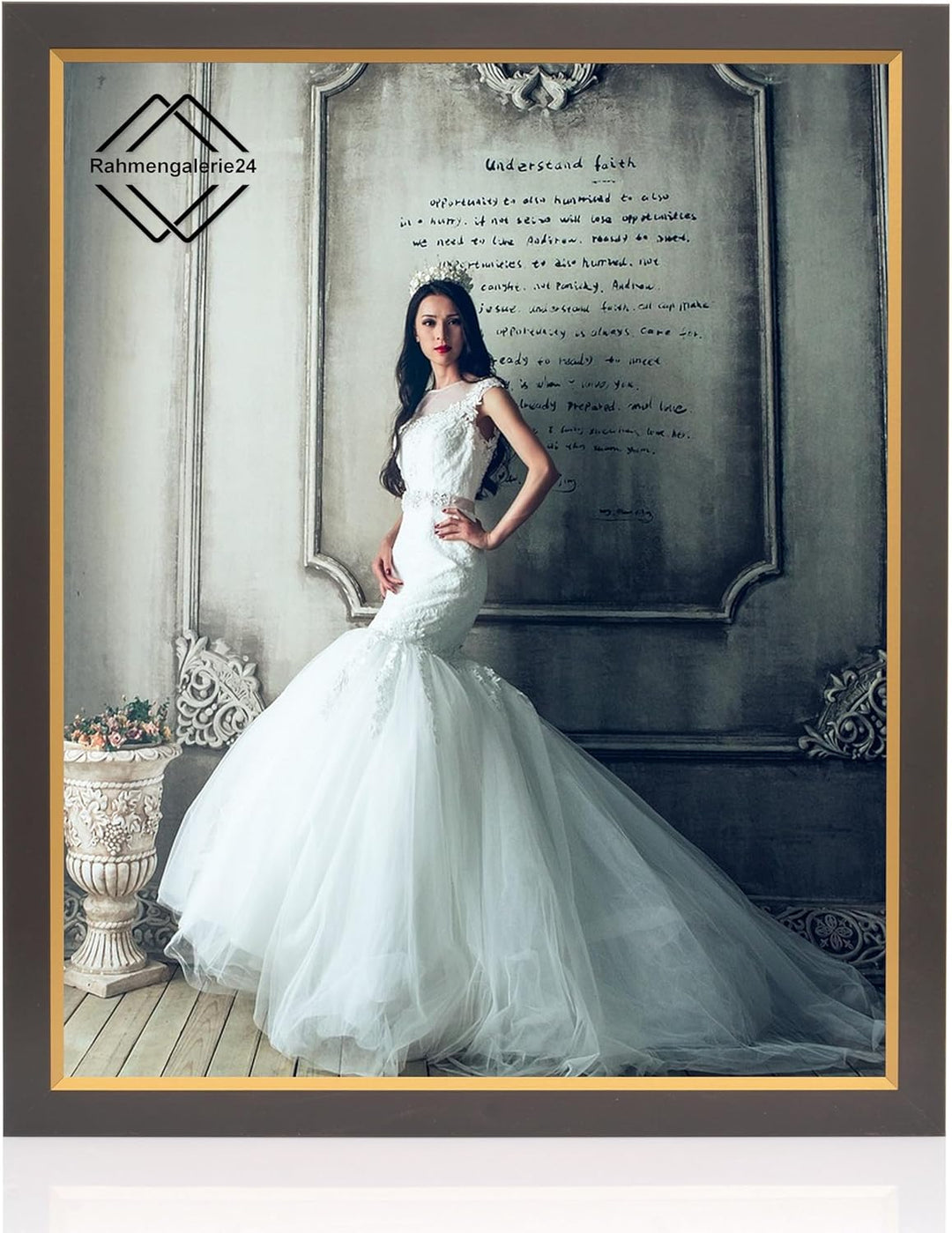 rahmengalerie24 Bilderrahmen 61x91,5 cm New Elegance (POSTERFORMAT) Rahmen schwarz Gold Holz Acrylgl