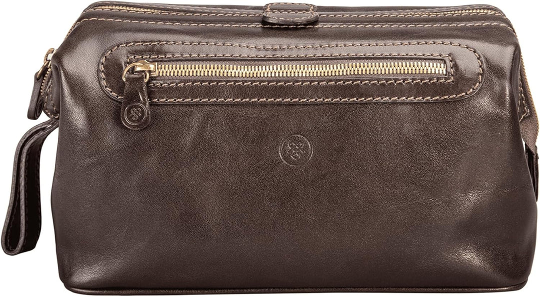 Maxwell Scott - Personalisierte Herren Luxus Leder Grosser Kulturbeutel Dopp Kit mit Reissverschluss
