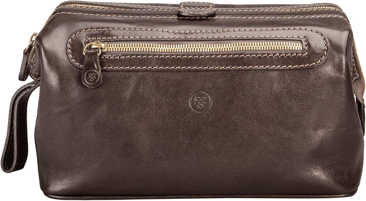 Maxwell Scott - Personalisierte Herren Luxus Leder Grosser Kulturbeutel Dopp Kit mit Reissverschluss