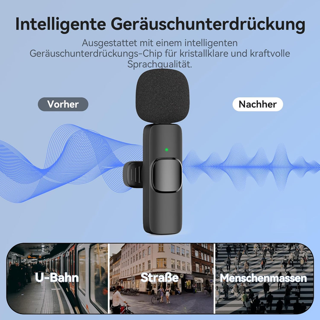 oraolo Kabelloses Lavalier Mikrofon für Android, 360° Omnidirektionales HD-Mikrofon mit Hoher Empfin