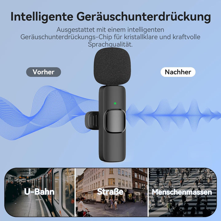 oraolo Kabelloses Lavalier Mikrofon für Android, 360° Omnidirektionales HD-Mikrofon mit Hoher Empfin