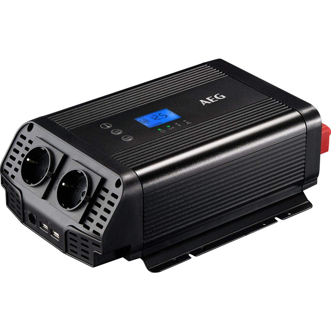 AEG Automotive Sinus-Spannungswandler 600 W, 12 V DC auf 230 V AC, mit App-Steuerung, Lüftersteuerun