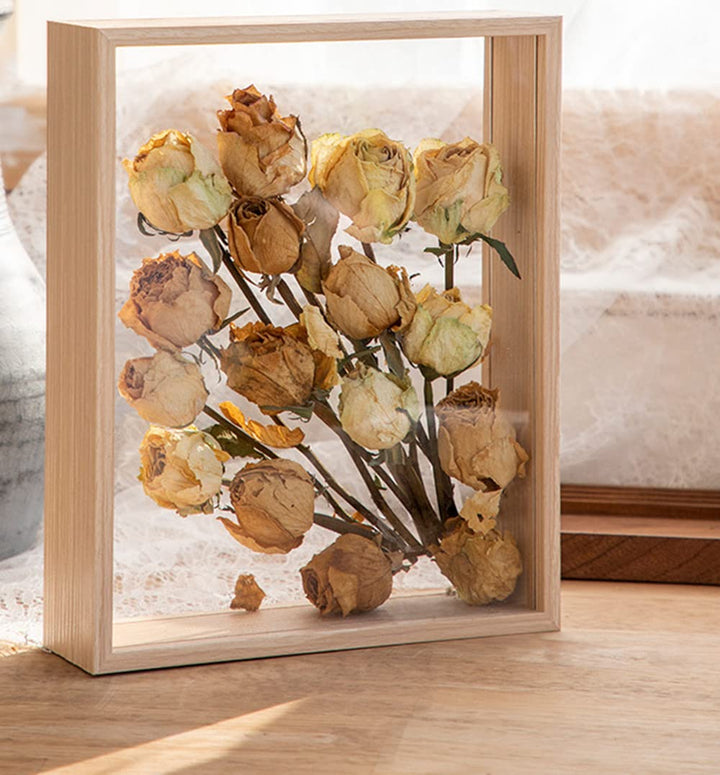 JOSON Bilderrahmen aus Holz, getrocknete Blumen, dekorativer schwimmender Bilderrahmen (20,3 x 25,4