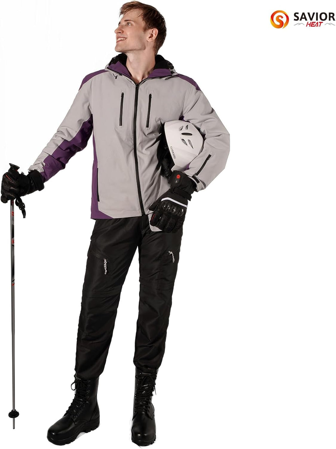 SAVIOR HEAT Beheizte Handschuhe für Herren und Damen, Palm Lederhandschuhe für Winterski und Eislauf
