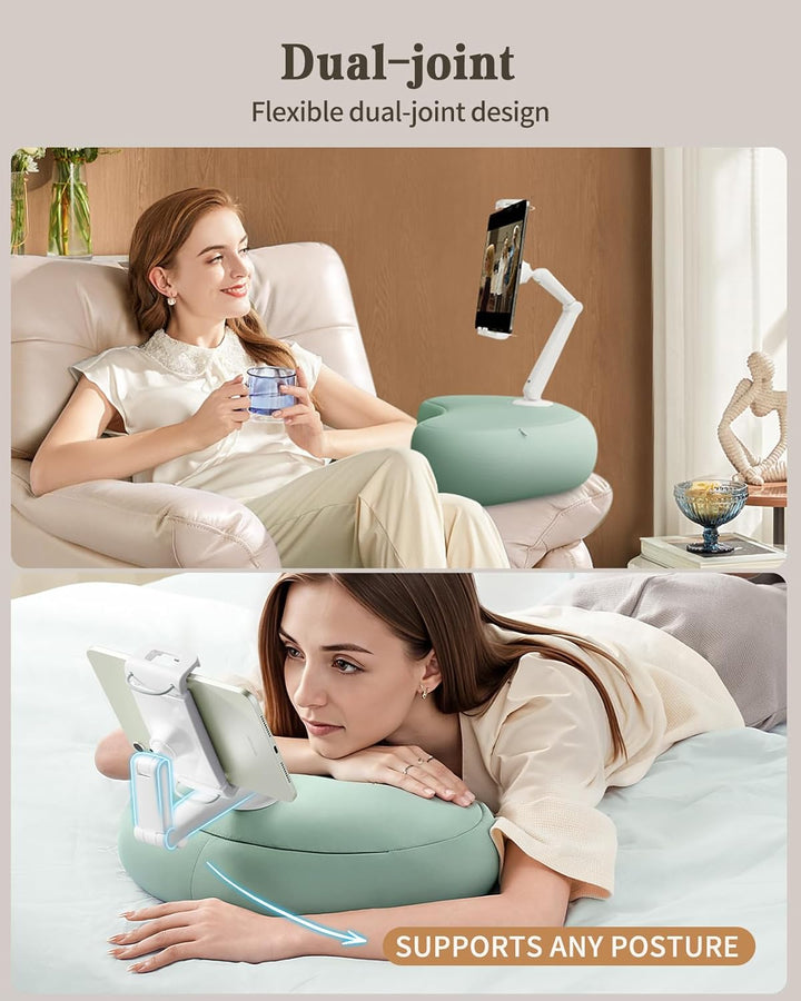 Tablet Kissen Halter, 360° Verstellbarer ipad Halterung Bett mit flexiblem doppelachsigem Arm, Table