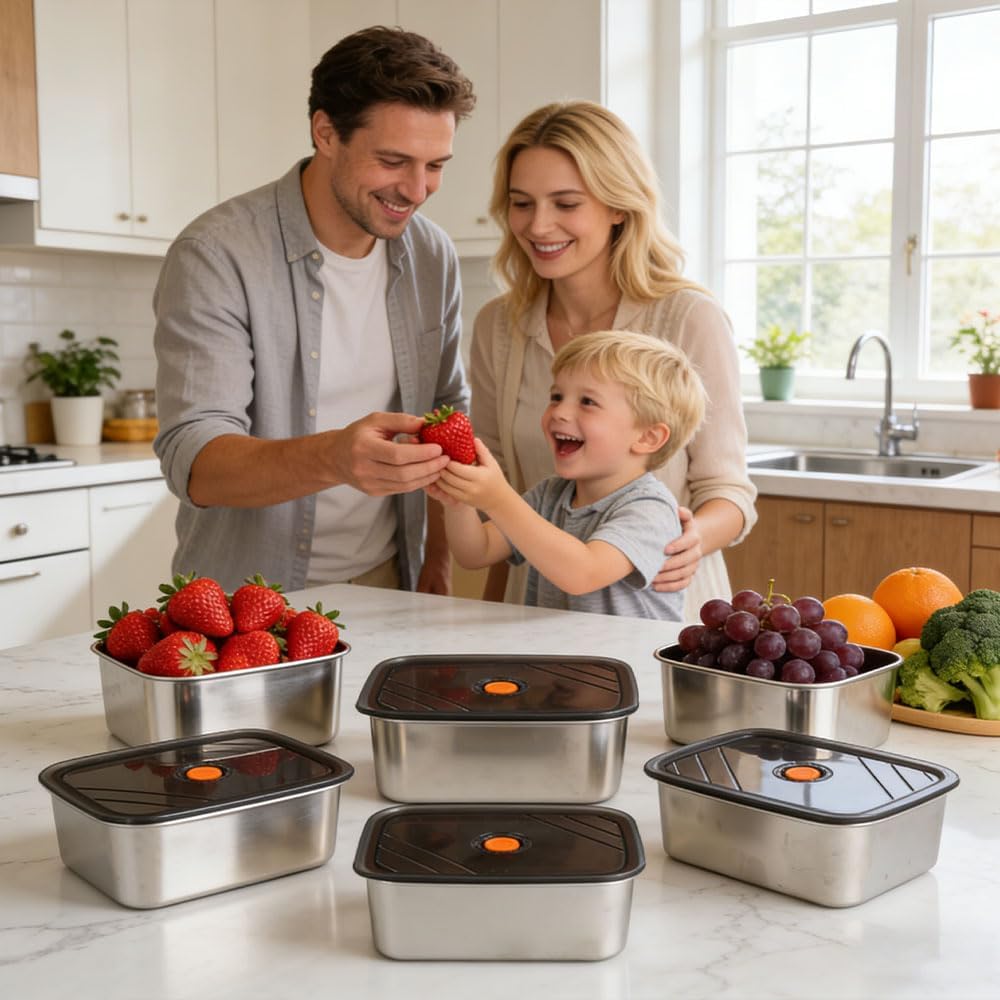 6er SFrischhaltedosen Mit Deckel Meal Prep Boxen für Spülmaschine | Behältern für Lebensmittel 18*12