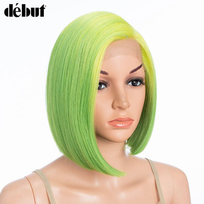 Début Lace Front Perücke für schwarze Damen Bob Perücke für weisse Damen Kunsthaar 24 cm 120g Natur