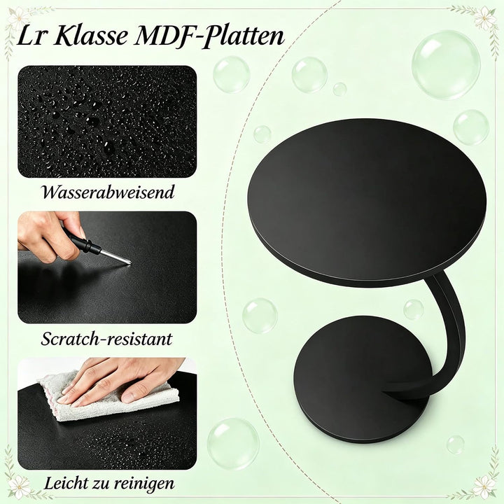 C-förmiger Beistelltisch, platzsparend, temporärer Laptoptisch, Nachttisch, Blumenständer – runder C