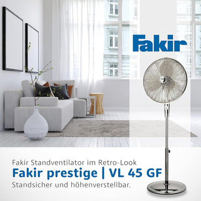 Fakir prestige VL 45 GF – Höhenverstellbarer Standventilator mit Fernbedienung & 3 Leistungsstufen I