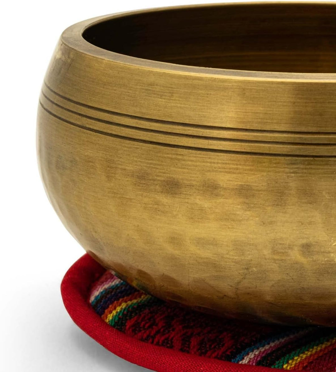 Klangschalen-Set KATHMANDU mit bauchiger Klangschale 11 cm, flachem Kissen und Lederklöppel
