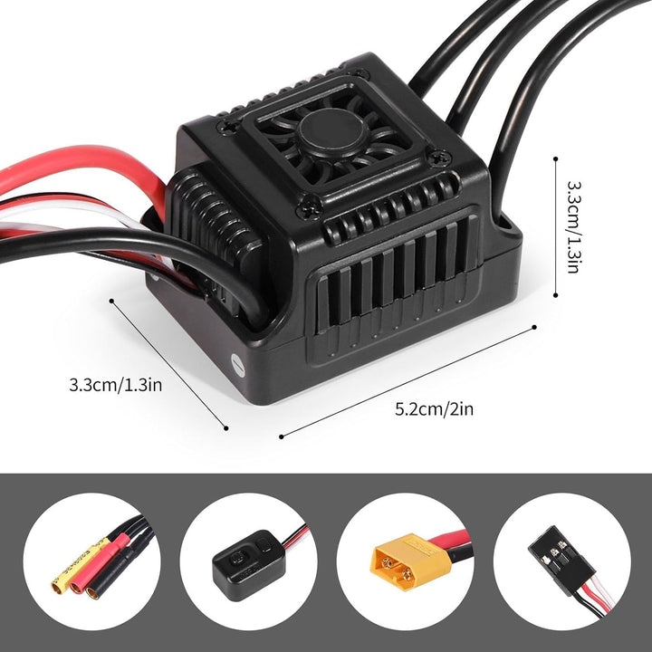 Walfront 45A RC-Brushless-Regler mit Externem Programmieranschluss für 1/10 RC-Car, Allwetter-Perfor