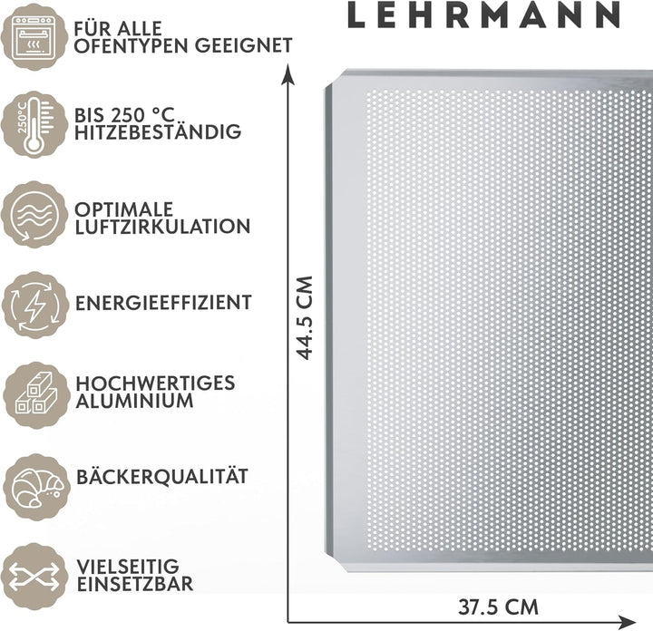 LEHRMANN Backblech perforiert 44,5 x 37,5 cm Kuchenblech gelocht Pizzablech Kompartibel/Ersatz für B