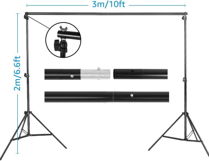 Andoer Greenscreen Kit, Grüner Fotohintergrund Waschbares 2 x 3M mit Hintergrund ständer 2 x 3M, 3 K