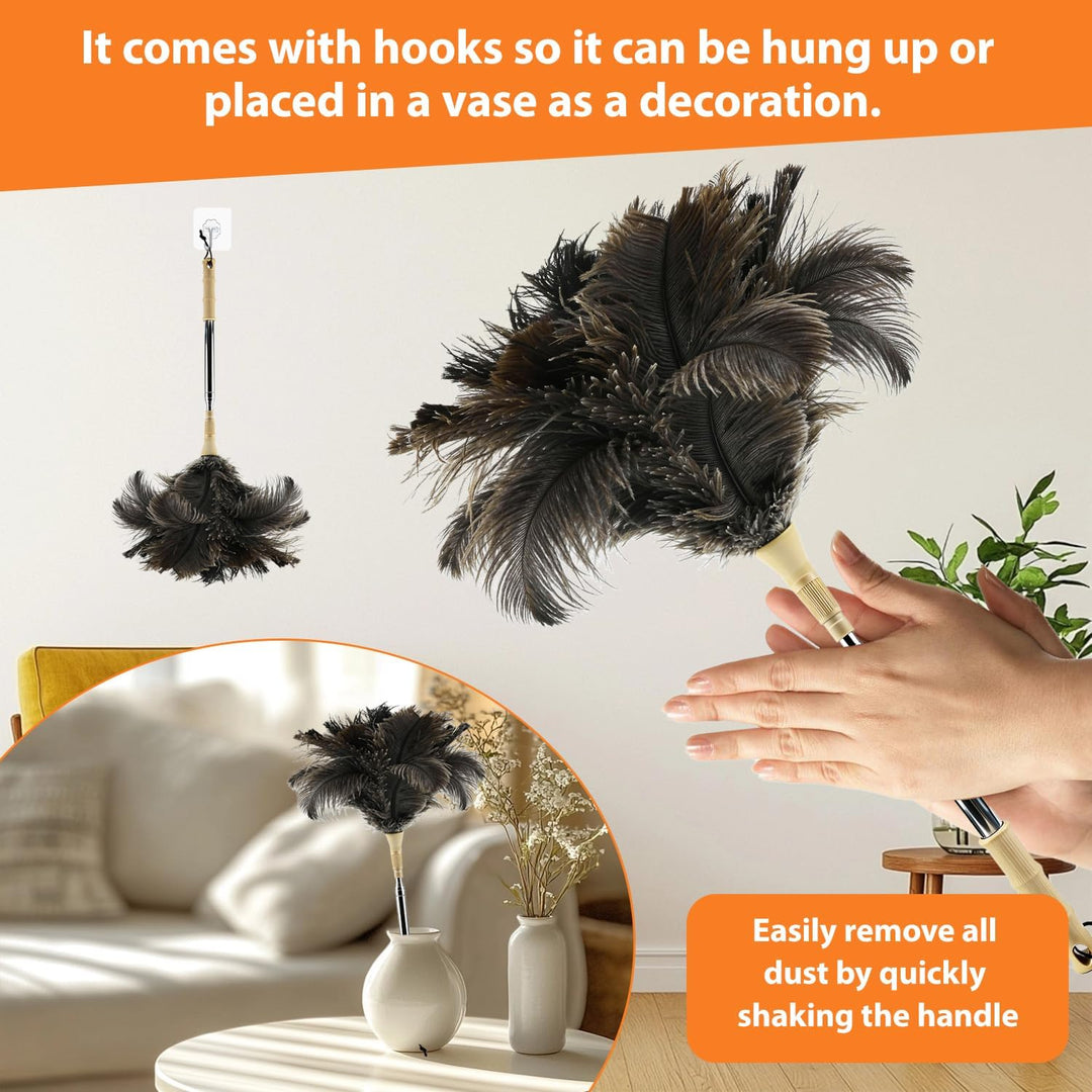 Duster Ostrich Feathers Staubwedel Straussenfedern, staubwedel Teleskopstange Straussenfedern Reinig