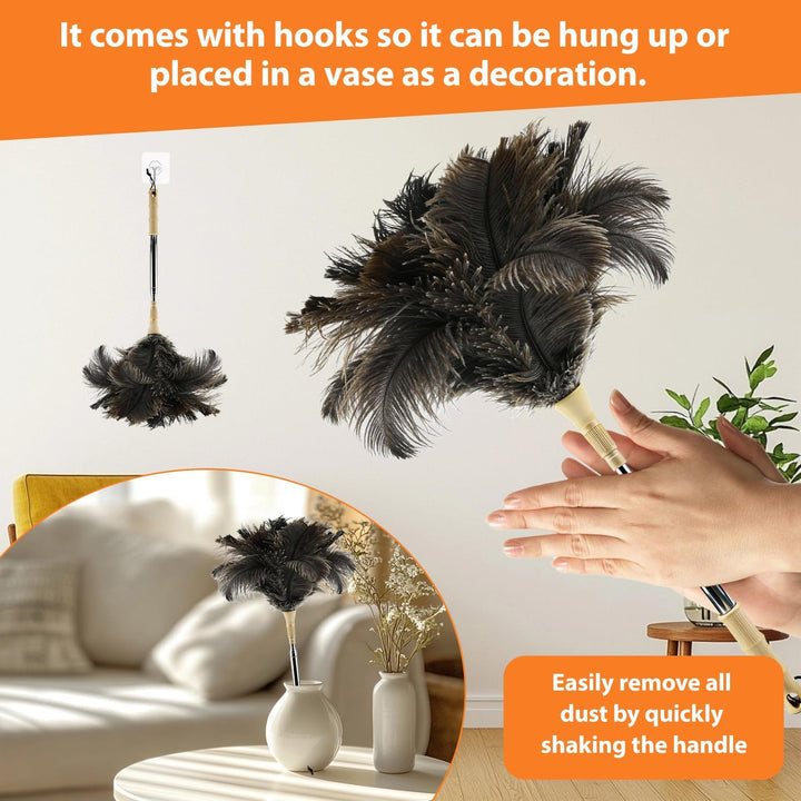 Duster Ostrich Feathers Staubwedel Straussenfedern, staubwedel Teleskopstange Straussenfedern Reinig