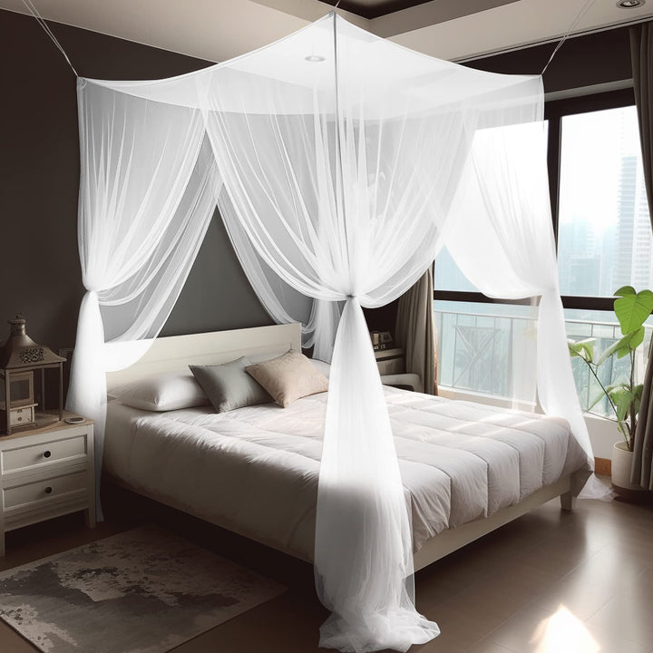 Moskitonetz, Moskitonetz Doppelbett mit 4 Ecke, Grosses Mückennetz für Bett, Einzelbett und Doppelbe