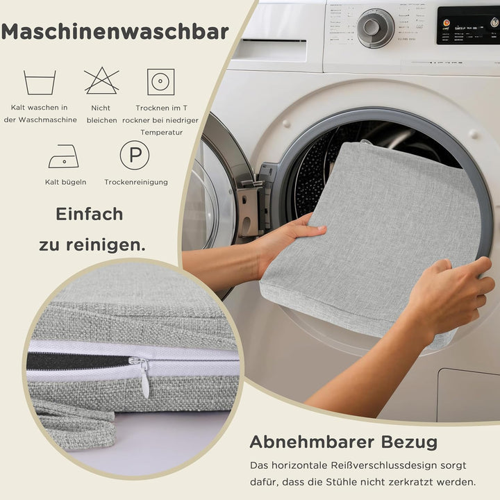 AddGrace Stuhlkissen für Esszimmer 4er Set, 40x40x5 cm, Hellgrau 4 Hellgrau, 4 Hellgrau
