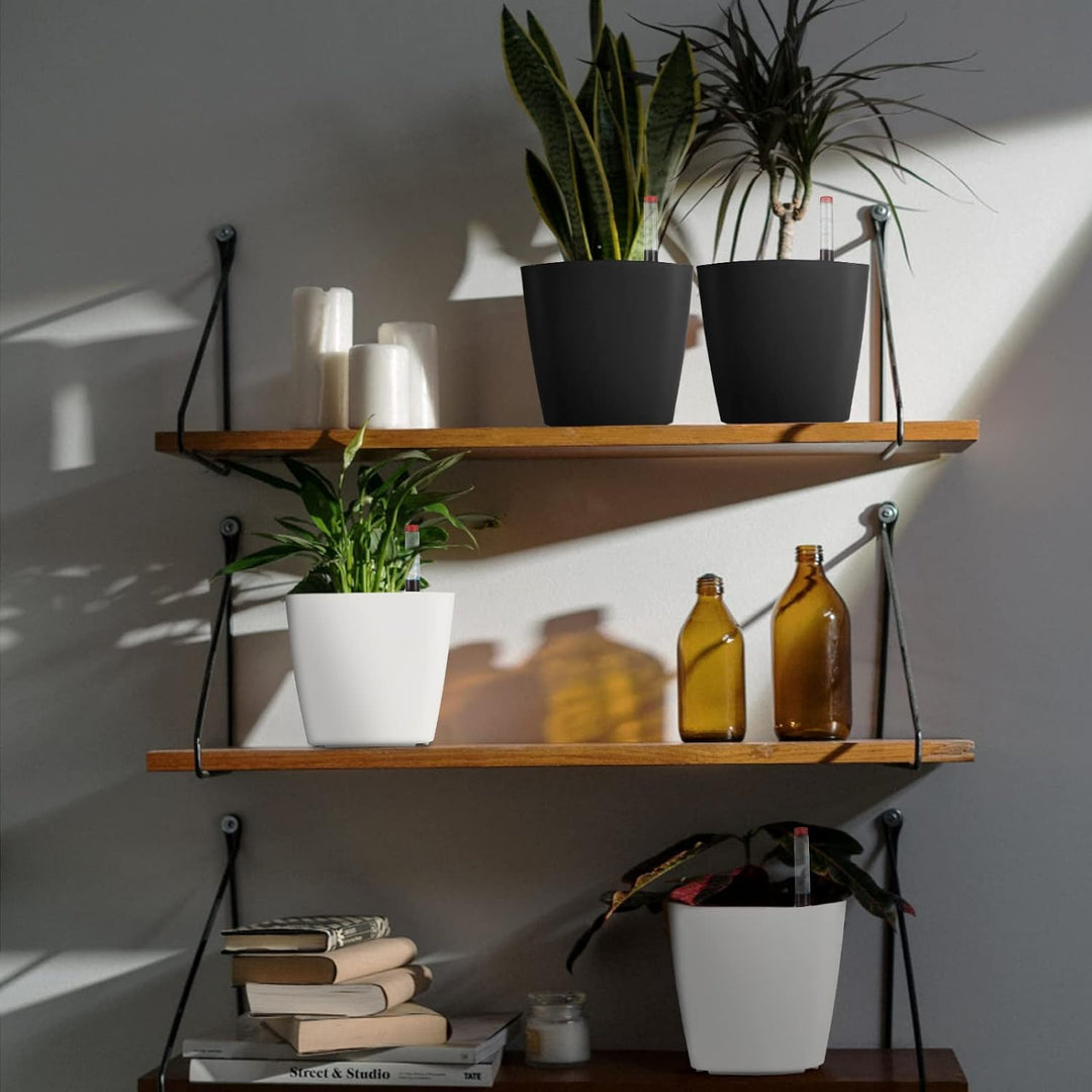 CPROSP 6X Selbstbewässerungstopf mit Wasserstandsanzeigen, Kräutertopf Selbstbewässernd 13,7 * 13,5