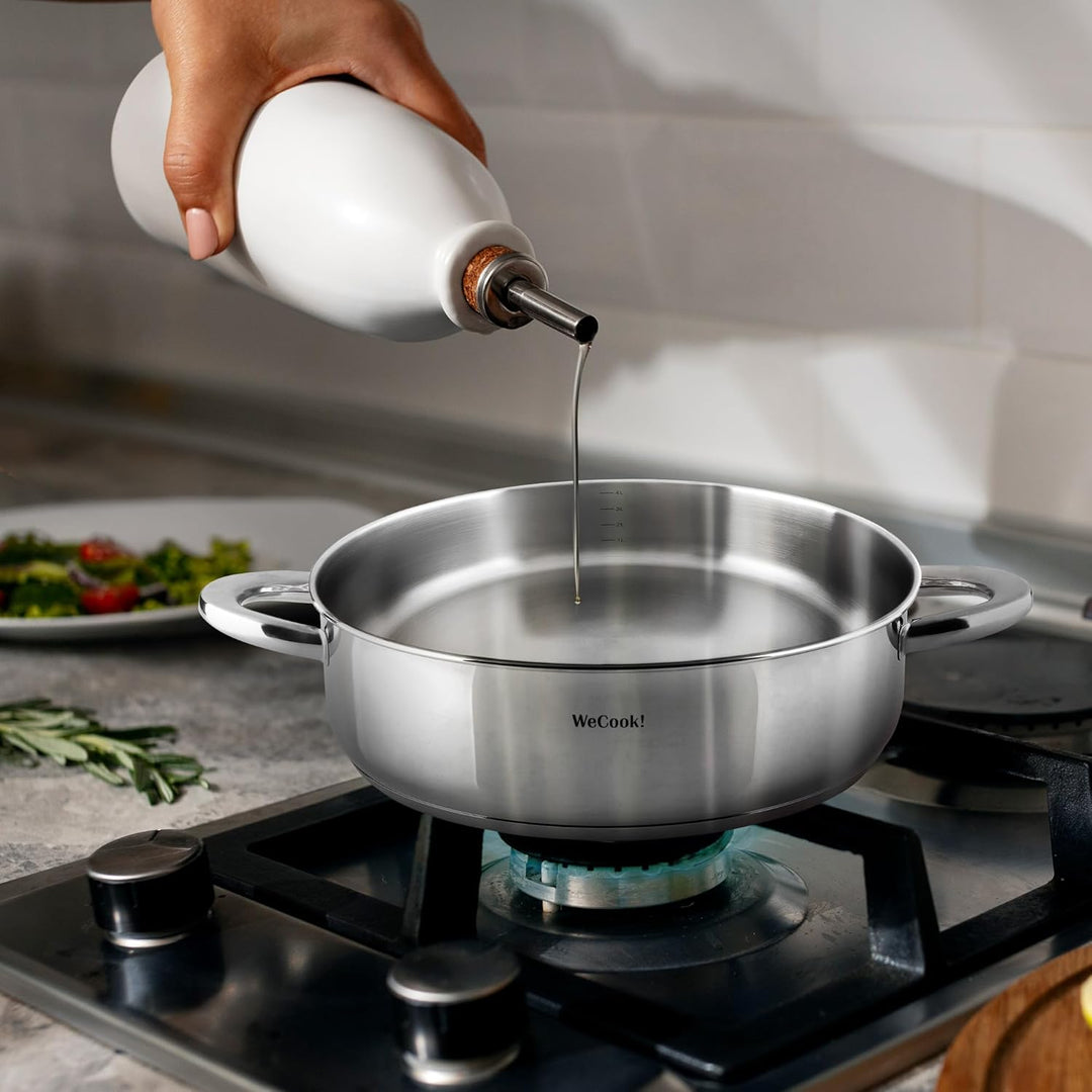 STAINLESS LOW COOKING POT WITH LID 32 cm. 6.8 Liter, 6.8 Liter