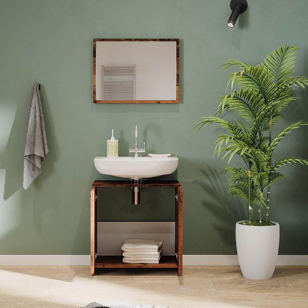 Vicco Badmöbel Set Kiko, Eiche rustikal, 2 Teile Eiche Rustikal Set 1, Eiche Rustikal Set 1