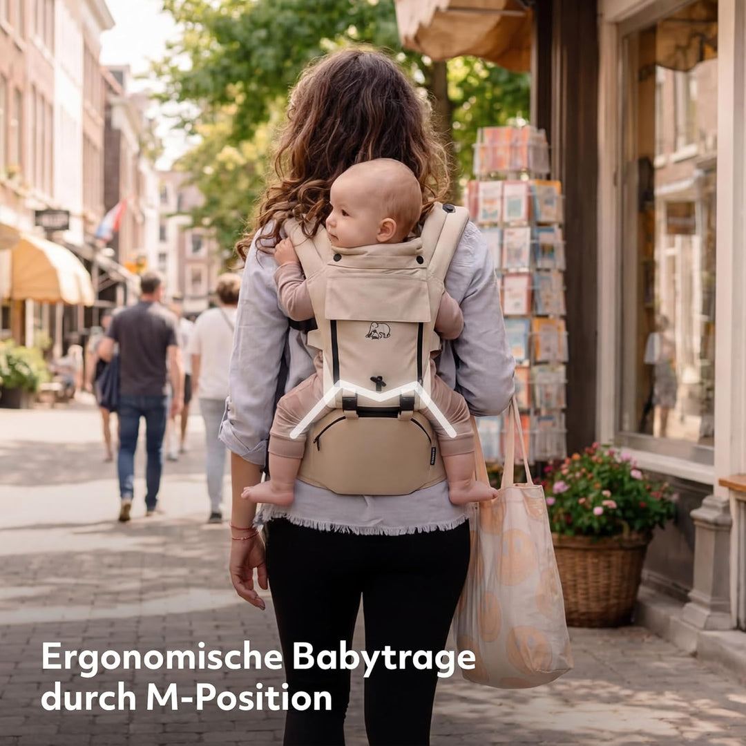 Deryan Pack 4-in-1 Babytrage, Ergonomisch, Umwandelbar aus 100% Baumwolle, Baby Carrier für Kleinkin