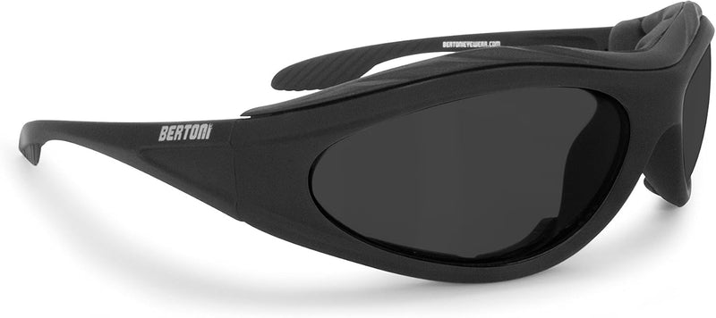 BERTONI Motorradbrille Beschlagfrei Windschutz – Matt Schwarz AF12C Bikerbrillen Graue Linsen, Graue