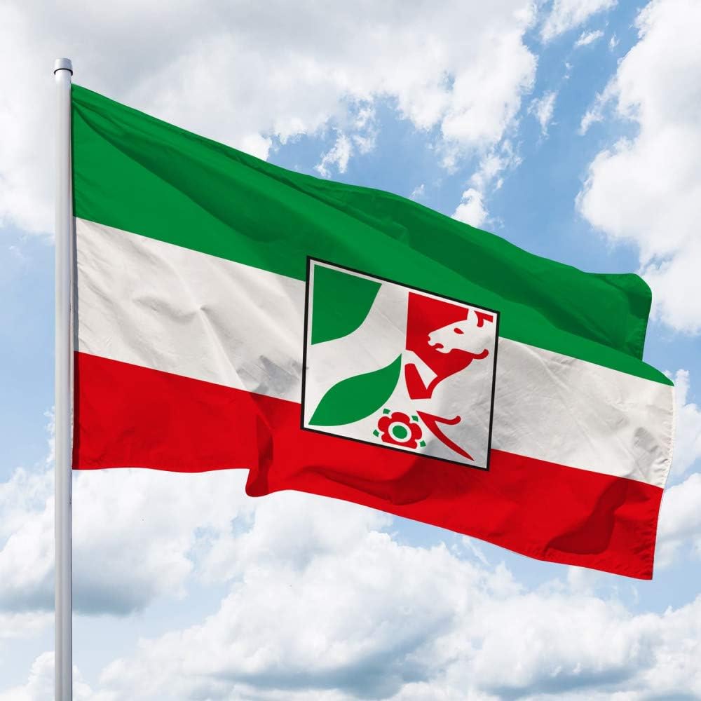 Deitert Bundesland-Flagge NRW – 335x200 cm NRW-Flagge mit Wappen (Bürgerflagge), Hissfahne aus reiss