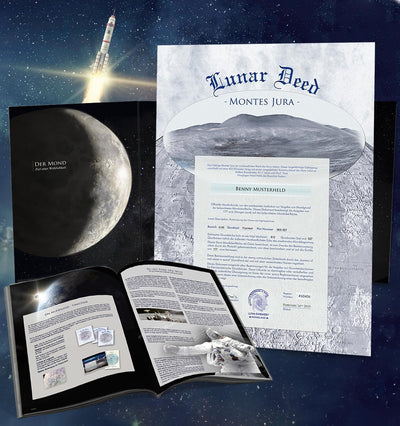 Mondgrundstück Geschenk Space Present | Mond Besitzurkunde mit Wunschname | originelles für Geburtst