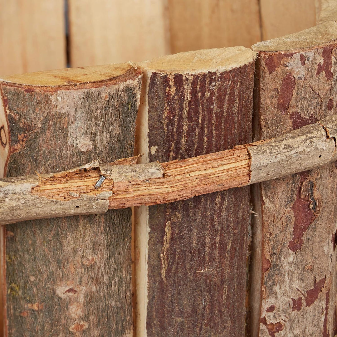 Relaxdays, natur Holzbrunnen Garten, dekorativer Zierbrunnen aus Holz, Gartenbrunnen mit Rinde, HxBx